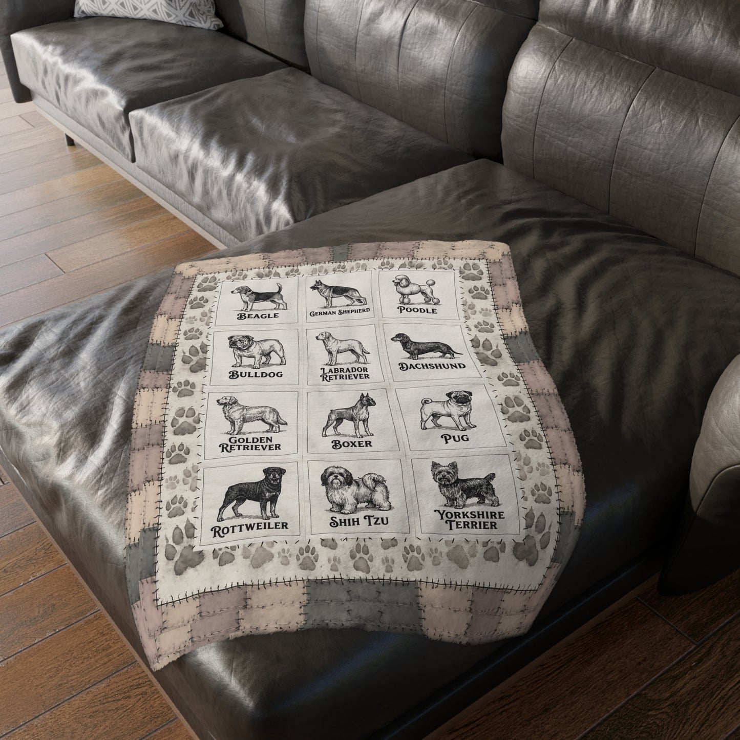 Rusty's Auto - Velveteen Blanket with Dog Breeds — Two-Sided Microfiber Throw