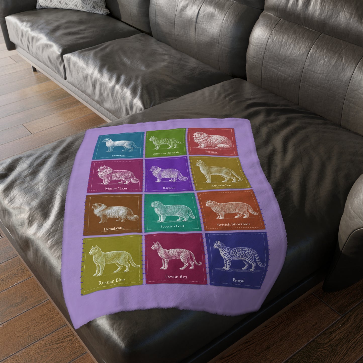 Ms. Whiskers Teacher of the Year - Velveteen Blanket with Cat Breeds