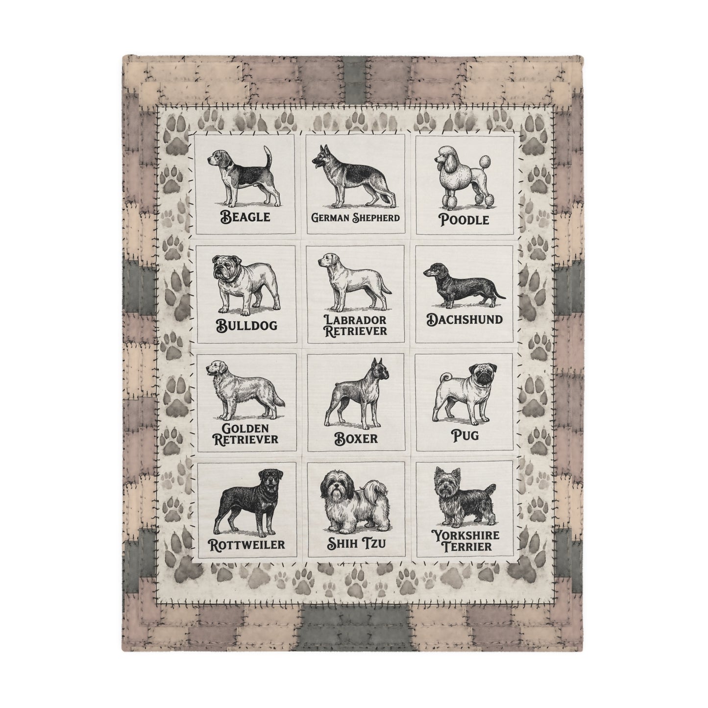 Rusty's Auto - Velveteen Blanket with Dog Breeds — Two-Sided Microfiber Throw