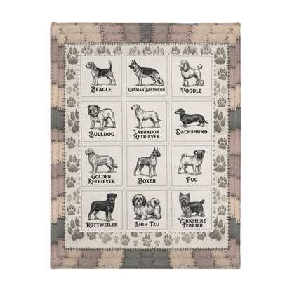 Rusty's Auto - Velveteen Blanket with Dog Breeds — Two-Sided Microfiber Throw