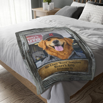 Rusty's Auto - Velveteen Blanket with Dog Breeds — Two-Sided Microfiber Throw