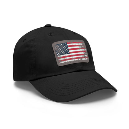 Distressed American Flag Leather Patch Dad Hat