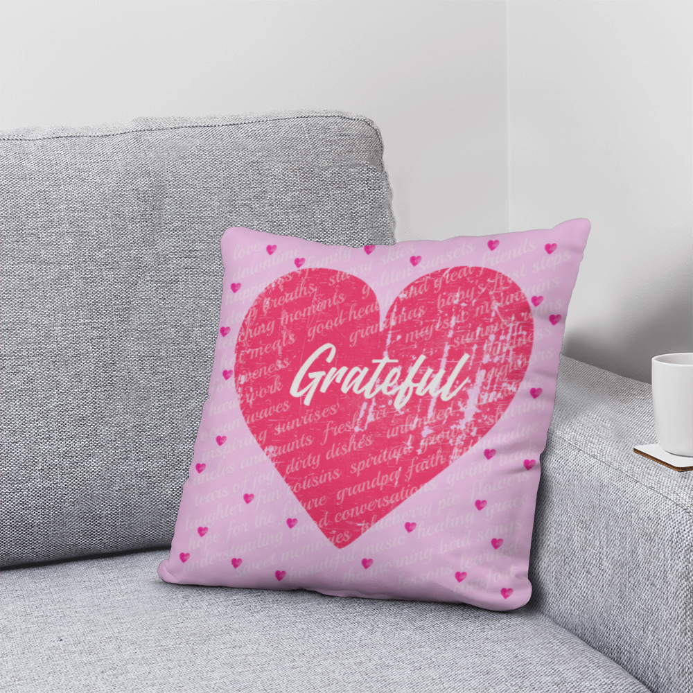 Gratitude Pillow (Hearts)