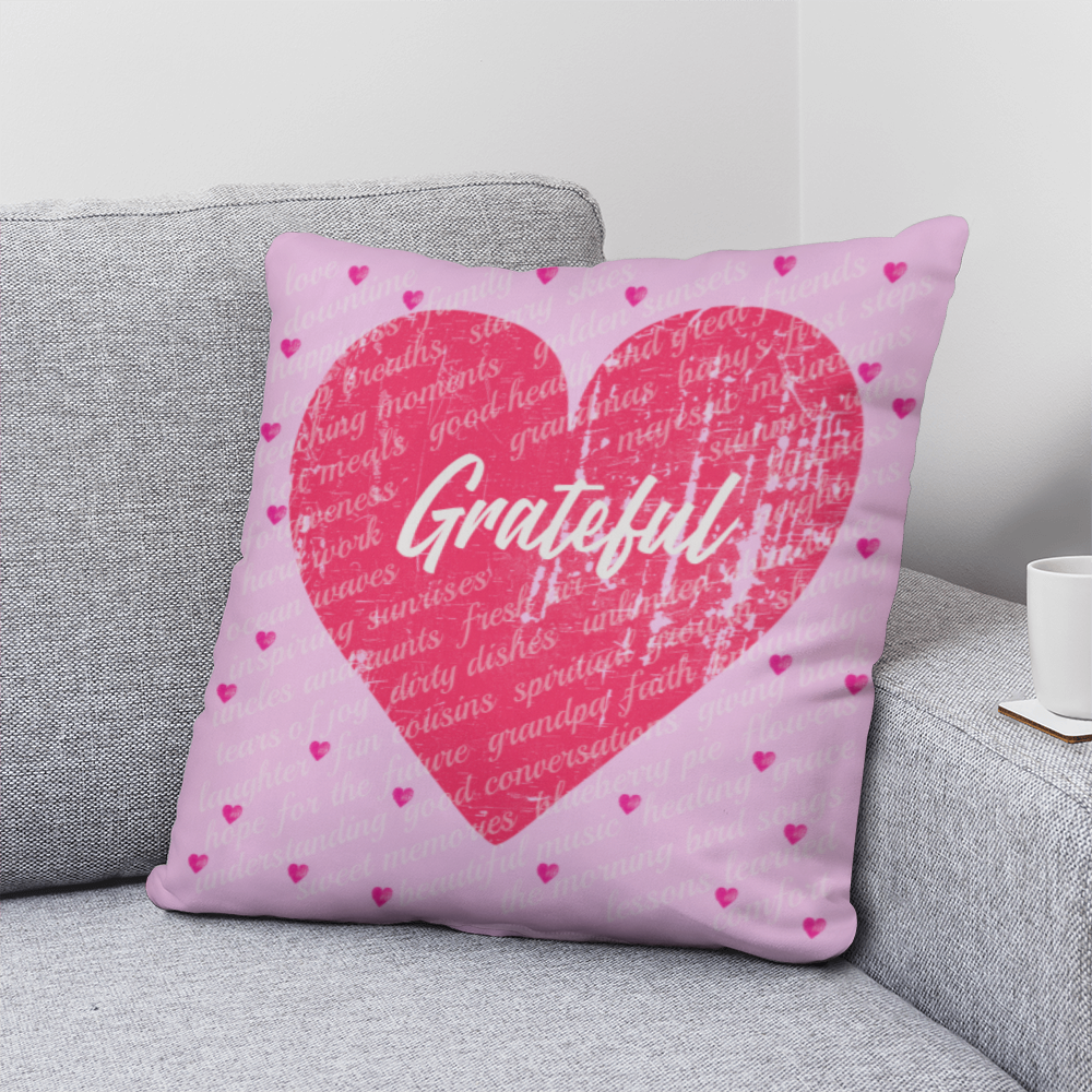 Gratitude Pillow (Hearts)